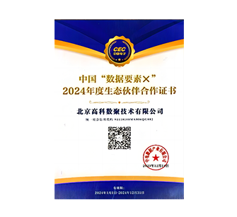 中国“数据要素×”2024年度生态伙伴合作证书